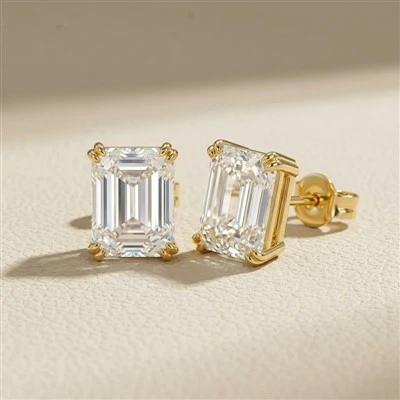 Emerald Cut Diamond Earrings