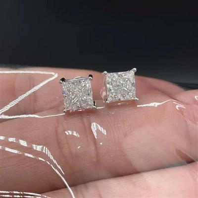Lab Grown Princess Cut Diamond Earrings