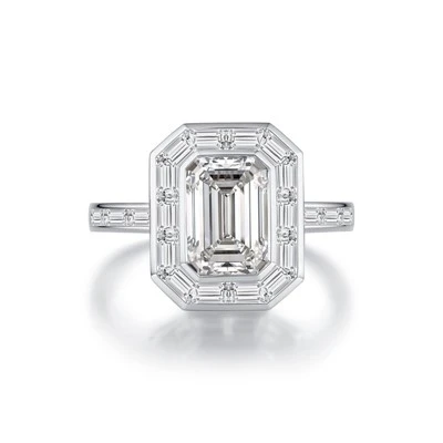Octagon Halo Engagement Ring